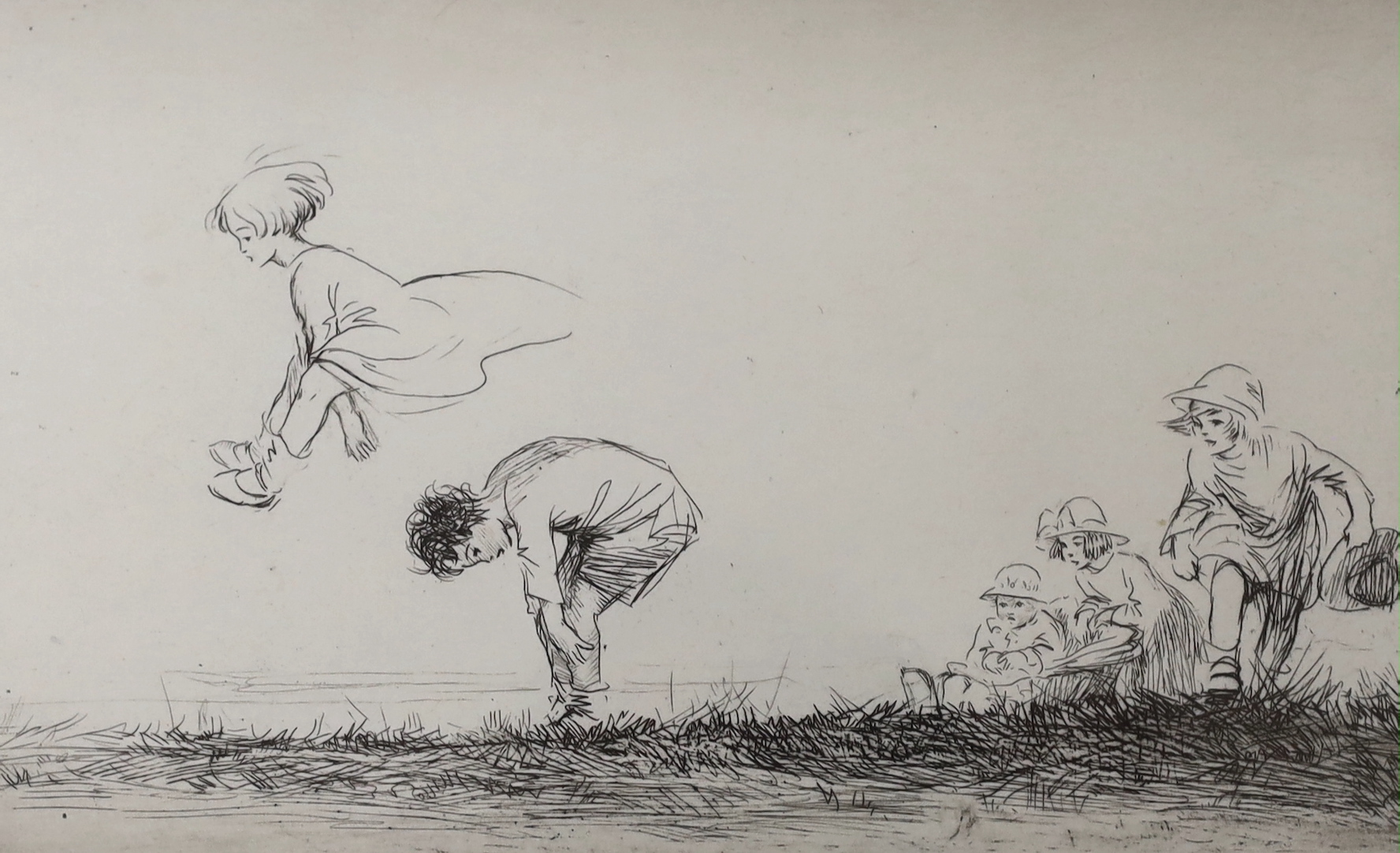 Eileen Soper (1905-1990), drypoint etching, 'Leapfrog', signed in pencil, 12 x 20cm